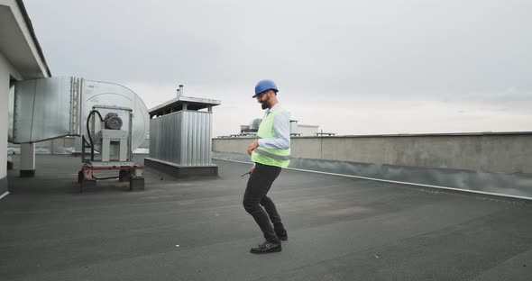 Dancing Excited Architect with Beard