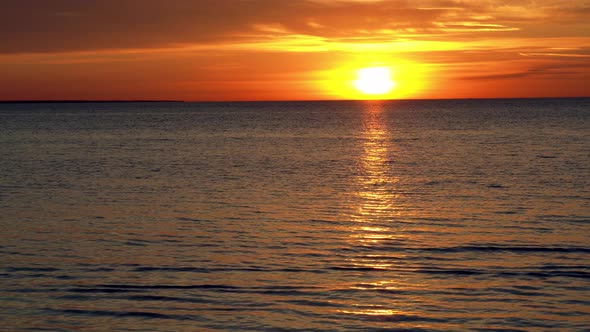 Golden Sunset Landscape Over Pacific Ocean Waters
