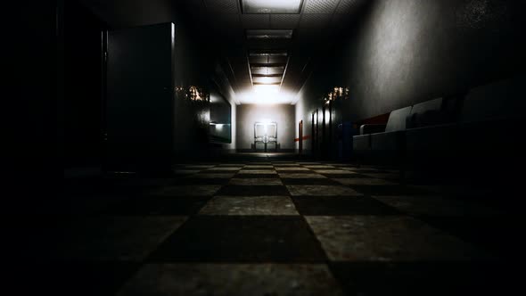 Empty Dark Hospital Laboratory Corridor alt