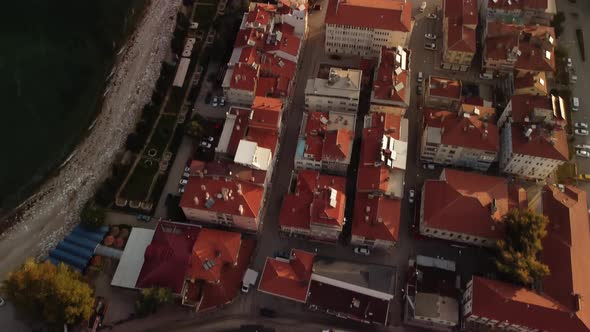 Top View of Ancient Town Located on the Peninsula and Washed By Egirdir Lake Filmed By Drone