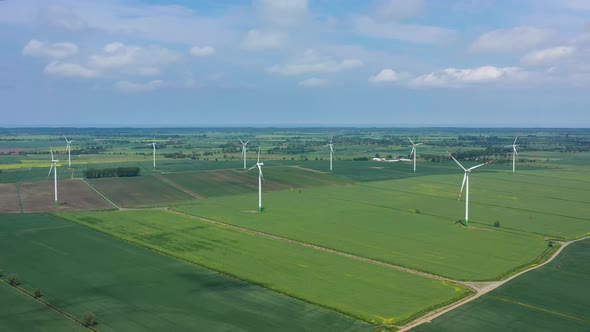 The wind power stations on the agriculture field