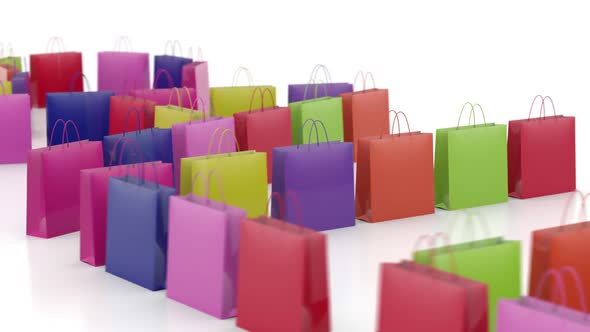 Sale with Retail Shopping Bags in the Supermarket on the White Background