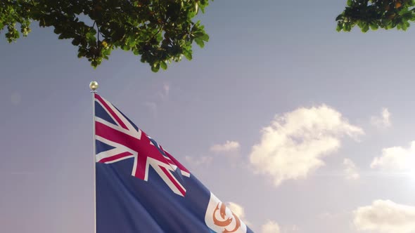 Anguilla Flag With  Modern City 