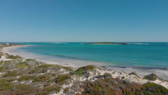 Panning Aerial Drone Shot Western Australia Coastal Town Lancelin