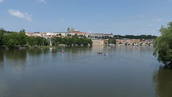 Prague City - River, Castle, Bridge, Boats