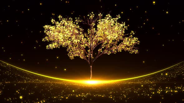 Gold Tree Particles Glitter Background alt