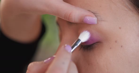 Makeup on the Eyes in a Beauty Salon