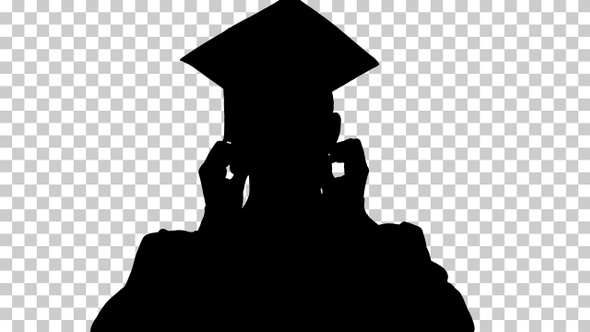 Silhouette Man With Graduation Gown, Alpha Channel