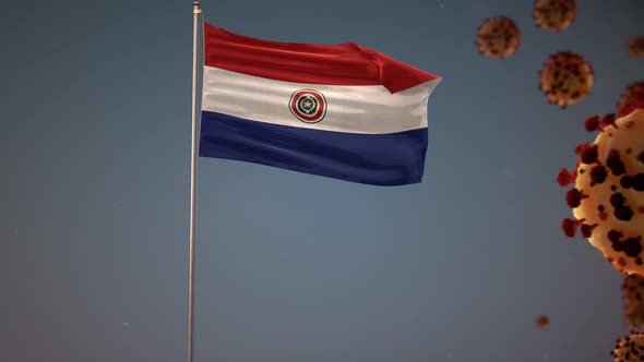 Paraguay Flag With Corona Virus Attack 4K