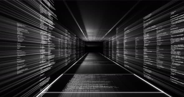 Animation of digital information on black background alt