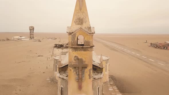 Aerial view of Capela da baia dos tigres, Ilha dos Tigres, Angola