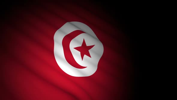 Tunisia Flag Blowing in Wind