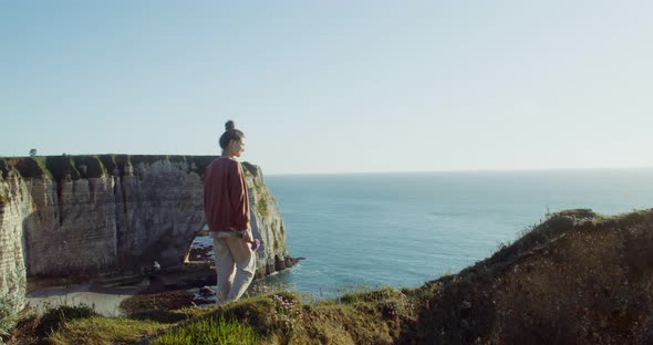 Sheer Limestone Cliffs on the Coast of the English Channel