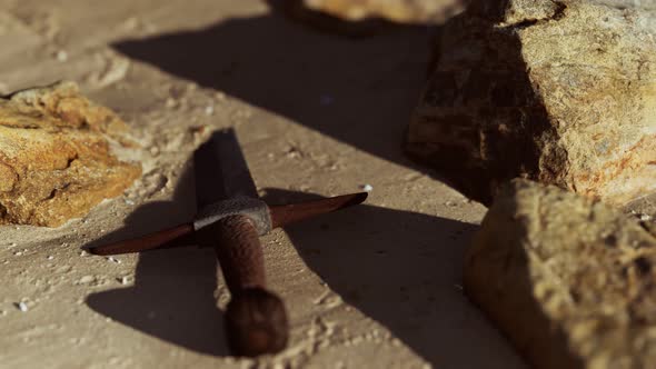 Retro Sword on Sand Beach