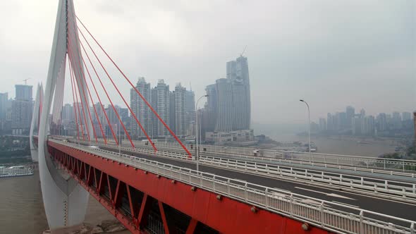 Traffic on Dongshuimen Over Yangtze By Chungking Timelapse