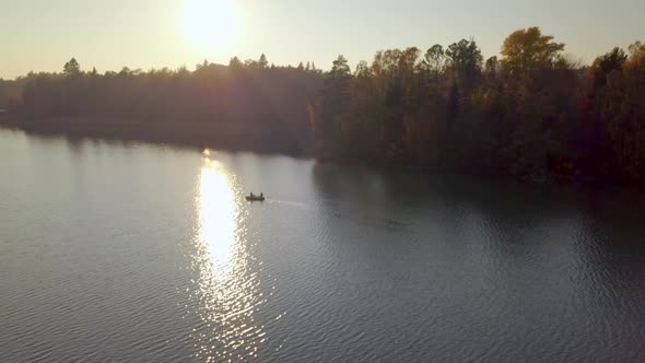 The Aerial View of the Fisherman on the Lake of Finland