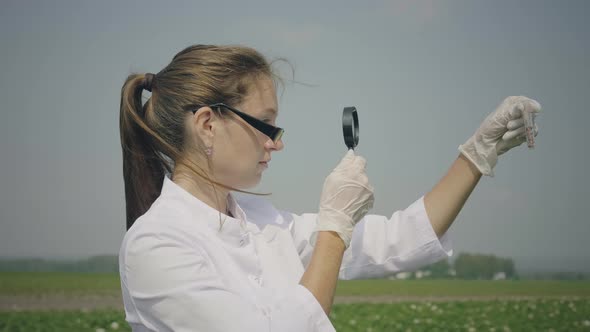 Female scientist researching pests