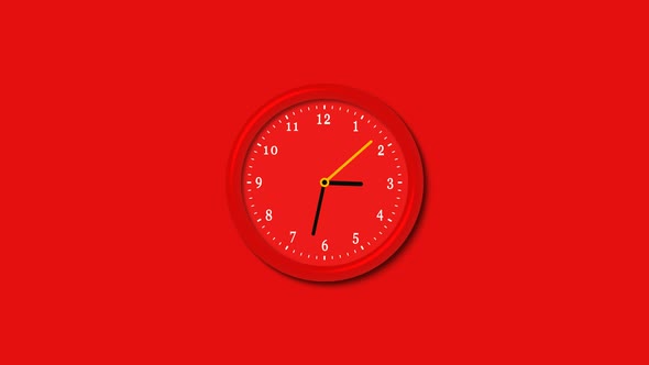 New red color counting down shiny realistic 3d wall clock