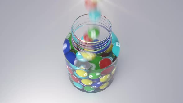 Colorful Vitamins Fall Into the Small Bottle 4k alt