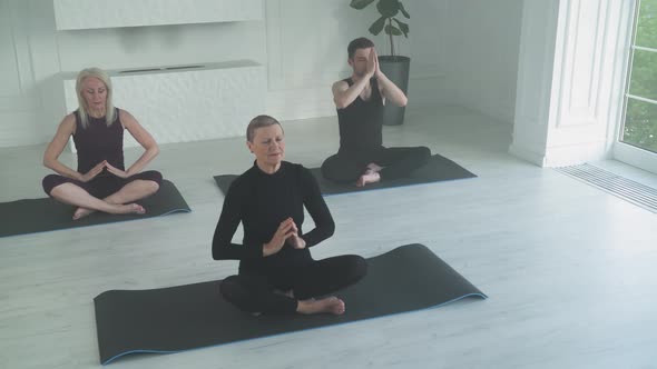 Wellness, People of Different Ages Doing Yoga, Group of People Relaxing in a White Room Filled with