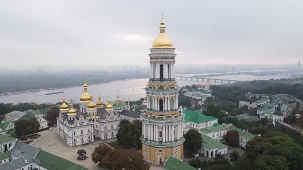 Kyiv, Ukraine Aerial View in Autumn : Kyiv-Pechersk Lavra. Kiev