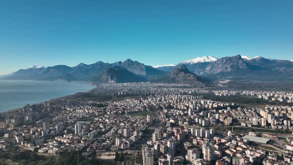 The City at The Foot of the Mountains Antalya Turkey Aerıal Vıew 4 K