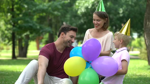 Mother and Son Congratulate Dad on Birthday, Pleasant Surprise From Close People