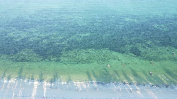 Zanzibar Tanzania  Aerial View of the Ocean Near the Shore of the Island Slow Motion