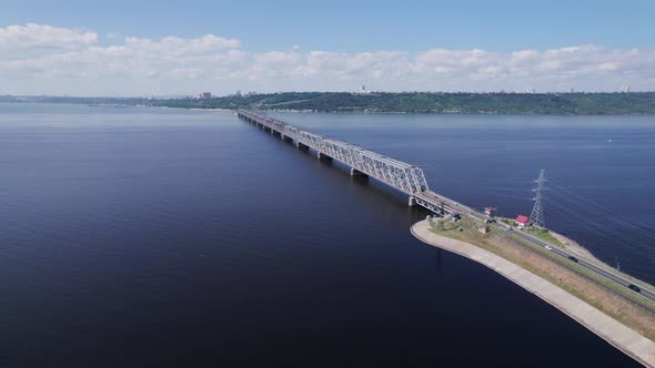 The Imperial Bridge is a Combined Automobile and Railway Bridge Across the Volga River Kuibyshev