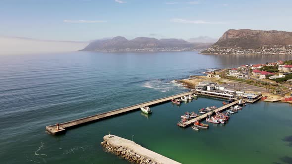 Aerial view of Kalk Bay harbour, Cape Town, South Africa.