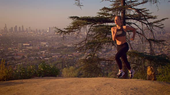 Fit Woman Jogging Los Angeles Slow-Motion