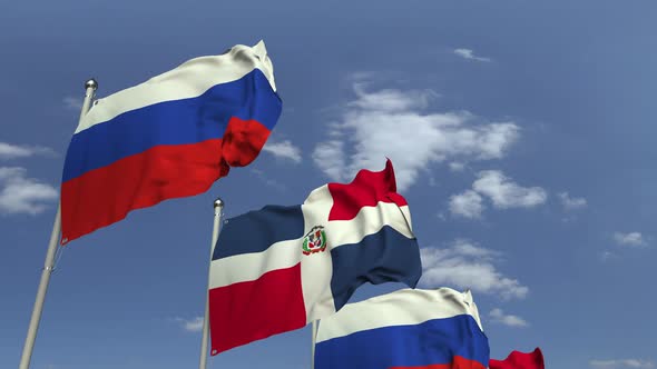 Flags of the Dominican Republic and Russia alt