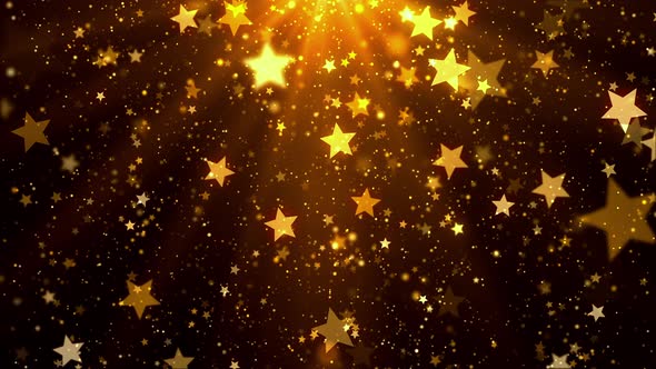 Flying golden stars and sparkles