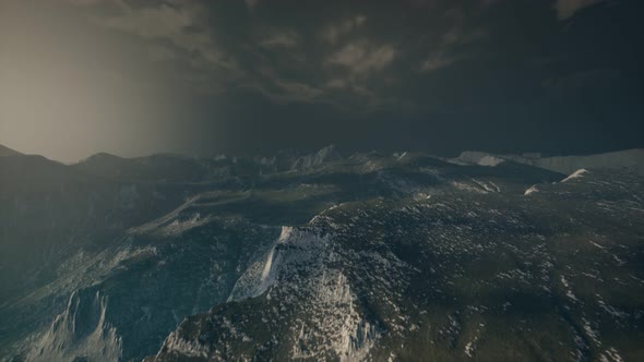 Dramatic Sky Over Steps in a Mountain.