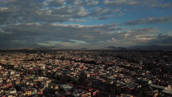 Cloudy aerial drone shot Mexico City, Estado de mexico