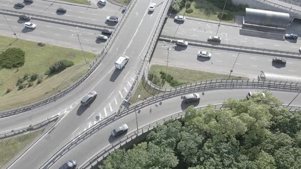 Kyiv. Ukraine: Road Junction. Aerial View, Flat, Gray