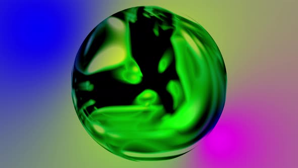 Abstract Colorful Vibrant Colors Dark Green Paint Blast Sphere Liquid Background