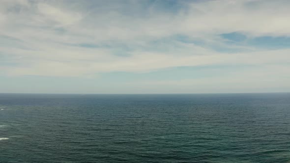 Seascape Blue Sea Sky with Clouds Aerial View