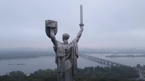 Kyiv Ukraine Aerial View in Autumn  Motherland Monument
