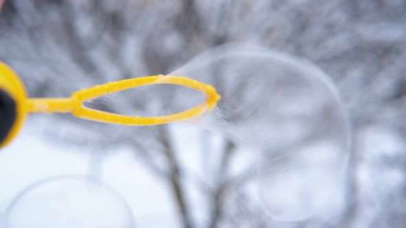 Soap Bubbles Outdoor in Winter