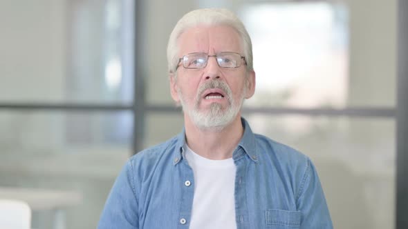 Senior Old Man Talking on Online Video Call