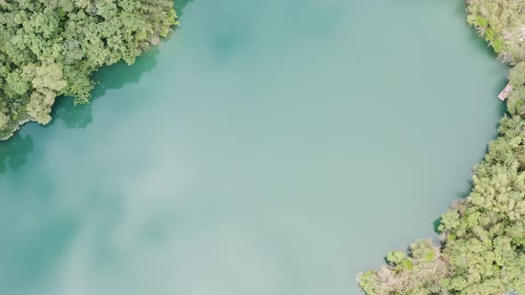 Top view of water channel with  Spectacular View of Feitsui Reservoir, Emerald lake, Thousand Island