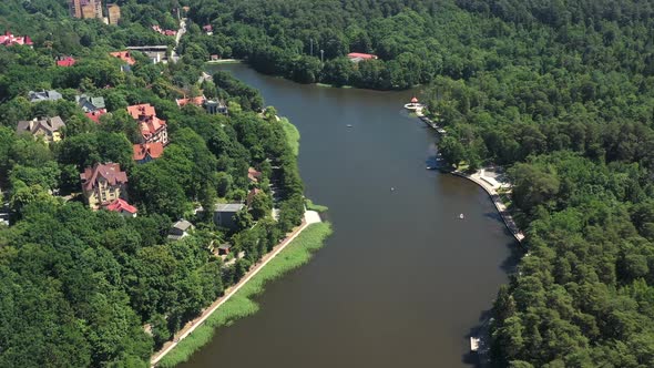 Aerial View From Drone on Svetlogorsk Town and Tikhoe Lake