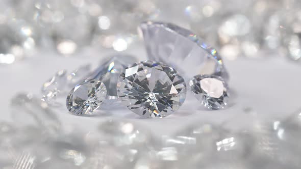 Close Up White Diamonds Spin Around