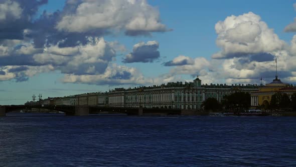 Cloudy Sky Over Neva River in Saint Petersburg