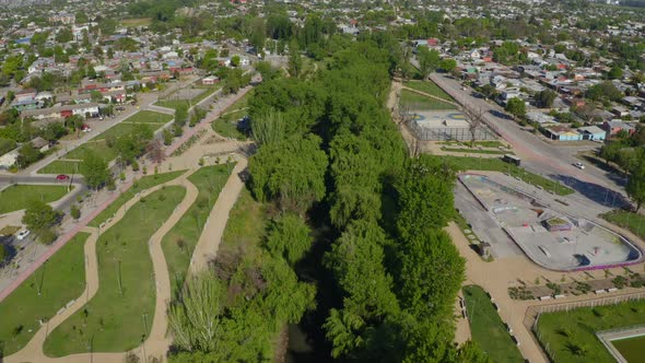 central square of the city of talca maule region seventh region aerial shot of beautiful garden