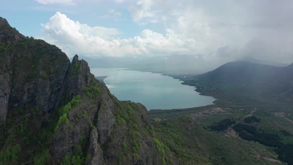 View From the Height of the Snowwhite Beach of Le Morne on the Island of Mauritius in the Indian