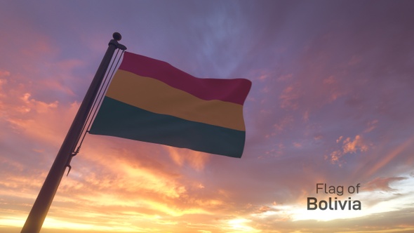 Bolivia Flag on a Flagpole V3