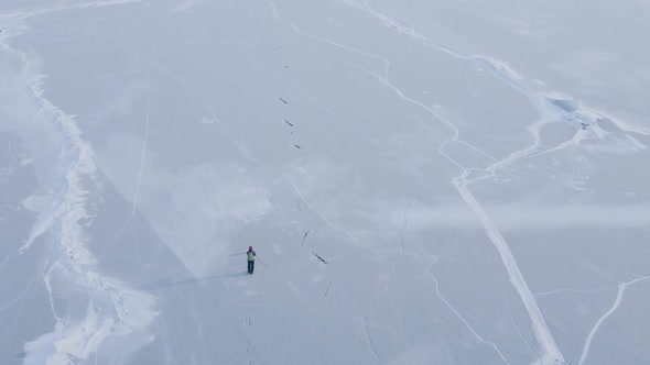 Frozen Lake Baikal Aerial View