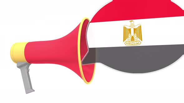 Loudspeaker and Flag of Egypt on the Speech Balloon